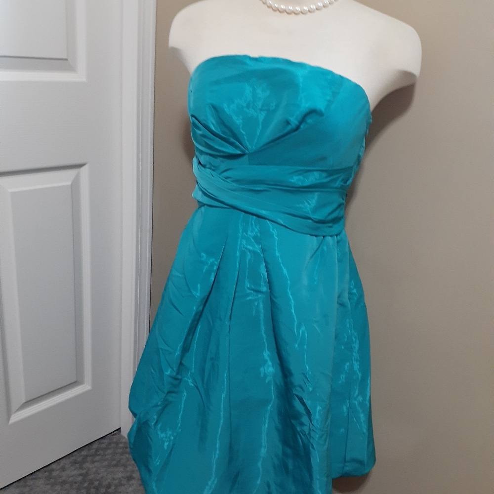 Le Chateau Shimmering Teal Evening Dress